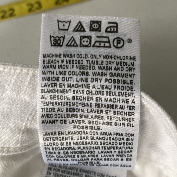 Levi's Demi Curve High Waist White Cropped Jeans Stretch Flap Pockets Coastal - Picture 7 of 15